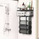Wall Mounted Towel Rack for Bathroom - Bath Storage Holder Set Above Toilet, Rolled Towel Shelf Organizer, Wood Vertical Rack for Small Bathroom Decor, Black