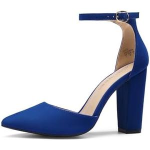DREAM PAIRS Women's Coco High Heels Chunky Block Pumps Pointed Closed Toe Ankle Strap Dress Shoes 8