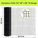 Black Hardware Cloth 48'' x 50' 1/2 inch Mesh 19 Gauge - PVC Coating Wire Mesh Rolls Vinyl Coated Wire Fence Roll Garden Fencing Chicken Run Mesh Screen