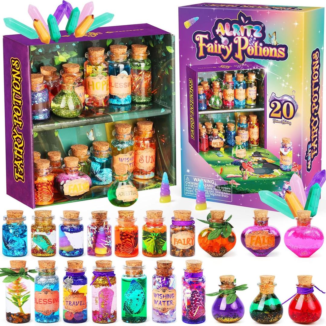 Alritz Fairy Potions Kit, Magic Mix Kit 20 Bottles, Christmas Gifts Decorations Ornaments Crafts Christmas Birthday Gifts Toys for Girls and Boys 6 7 8 9 10 11 12+Years Old Families Party