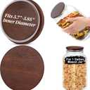 2 PCS 1 Gallon Mason Jar Lids Wooden Fits 3.7 Inch Inner Dia Replacement Mason Jar Lids Ball Glass Jar Lids Wooden Lid with Silicone Seal Canning Jars Lids Only for 1 Gallon Jars(2, Dark Acacia)