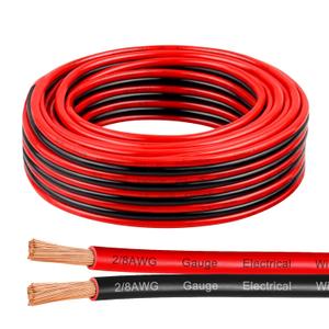 8 Gauge Wire 25 Feet, 8/2 AWG Pure Copper Wire, 8AWG 2 Conductors Red Black Oxygen Free Stranded Low Voltage Wire for Solar Panel, Automotive, Audio Auto, LED Lighting(8 AWG 25FT)