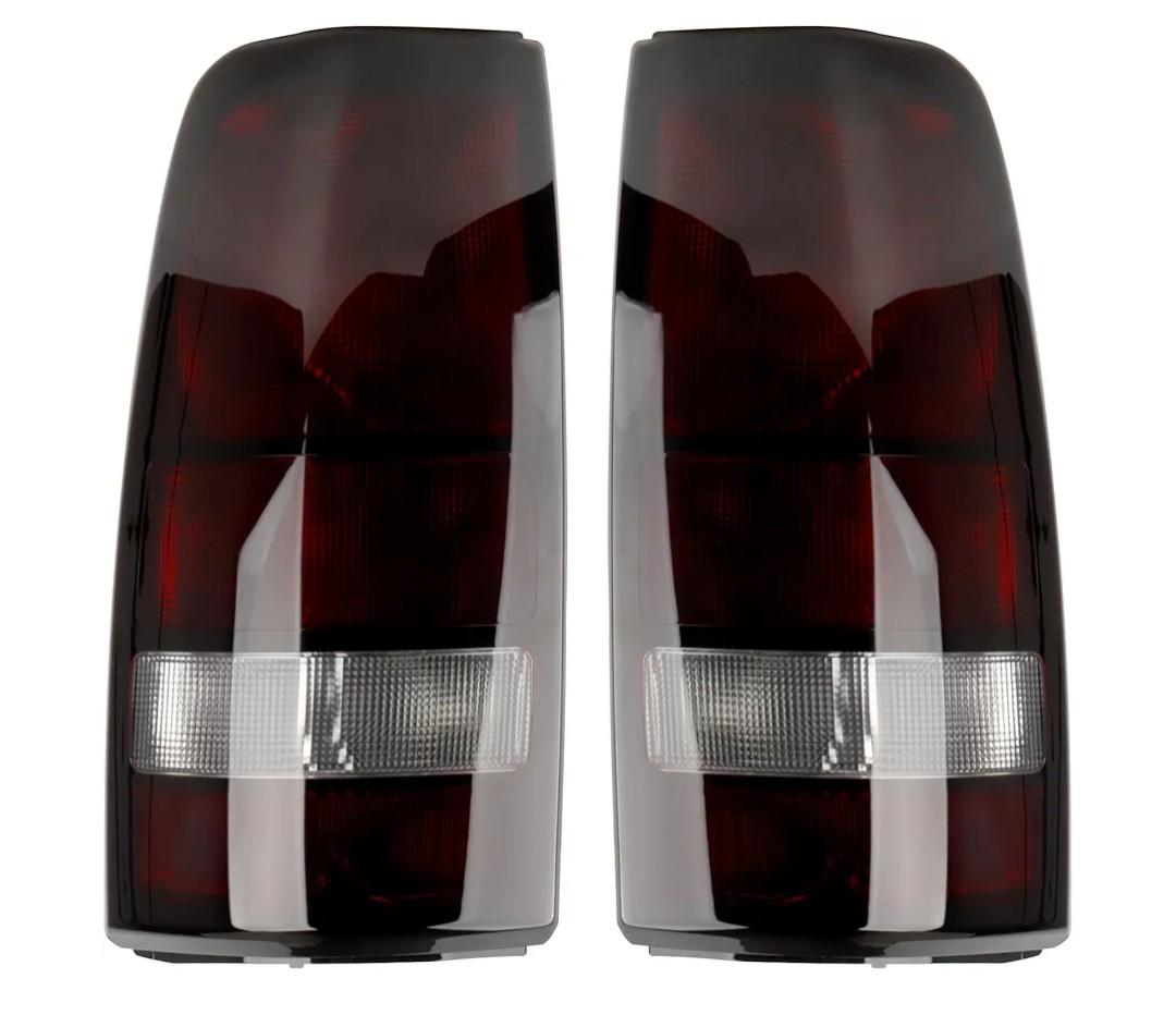 Dark Red Tail Lights Assembly Compatible with 1999-2006 GMC Sierra 1500 2500 3500, for 1999-2002 Chevy Silverado 1500 2500, Driver & Passenger Side Rear Brake Lamps (No bulbs, Smoke)