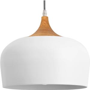 Modern White Pendant Light, Nordic Wooden Dome Minimalist Style Light fixtures Ceiling Hanging,Mini Chandelier for Dining Room, Kitchen Island, Bedroom, Hallway
