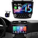 4G 64G Car Radio for Honda Accord 7th 2003-2007: Upgrade Android 15 10.1" 1280*720 Touchscreen Stereo Wireless CarPlay & Android Auto, Bluetooth 5.4, WiFi 6, GPS, FM, RDS, EQ, SWC, 1080P Backup Camera