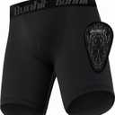 Runhit Boys Cup Underwear for Baseball Football, Youth Compression Shorts with Soft Protective Athletic Cup Boxer Brief for Lacrosse Hockey (Black, L)