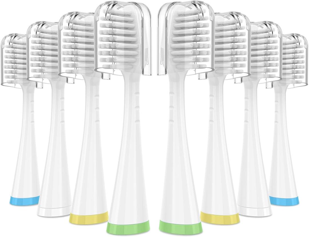 Sensitive Gum Care Replacement Brush Heads for Waterpik Complete Care 5.0/9.0 (CC-01/WP-861), STRB-3WW, Ultra Soft Bristles with Cover, Sonic Electric Tooth Brush Refill Heads (8-Pack, White)
