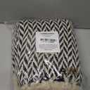 DII Modern Zig Zag Throw Blanket Woven Cotton, Hand-Knotted 2.5" Fringe, 50x60, Black