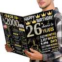 Joycard 26th Jumbo Birthday Card with Envelope, 26th Birthday Decorations for Women Men, 26th Birthday Gifts Her Him, Happy Birthday Cards for 26 Year Old Daughter Son, Back in 2000