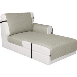 Easy-Going Reversible Chaise Lounge Couch Cover Water Resistant Sofa Cover Sectional L Shaped Sofa Slipcover with Adjustable Straps Furniture Protector for Dogs (115X34 in, Beige/Beige)