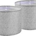 Gray Drum Lamp Shades Set of 2 Medium 13" Top x 13" Bottom x 10" High (Spider) Traditional Lampshades for Table Lamp & Bedside Lamp - Assembly Required - Modern Lamp Shade By GO&SO (Grey)