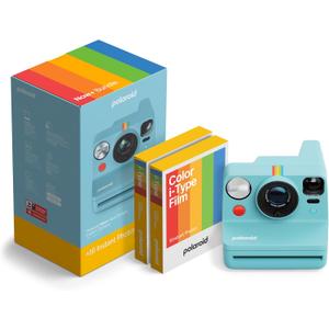 Polaroid Now+ 3rd Generation I-Type Instant Camera + Film Bundle - Now+ Bluetooth App Controlled Arctic Blue Camera + 16 Color Photos (6645)