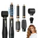 Atopskins 5 in 1 Hair Dryer Brush - Ionic Hot Air Styler for Fast Drying Auto Curling, 3 Heat Settings Blow Dryer, Frizz-Free Shine All Hair Types Hair Styling Tool Gift for Women (Black)