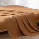 MooMee Flat Top Sheet Only 100% Washed Cotton Linen Like Textured Breathable Durable Soft Comfy (Burnt Orange, Queen)