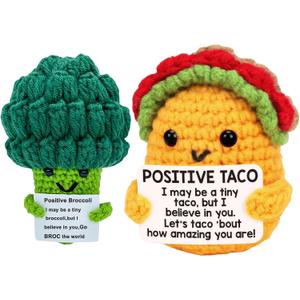 Mom Sister Gifts for Mothers Day Friends Birthday Gift for Women Men, Mini Positive Taco Emotional Inspirational Support Handmade Knitted Crochet Animals Christmas Stocking Idea Cute Desk Decor