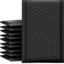 UCGOU Bubble Mailers 4x8 Inch Black 50 Pack Usable Size 4x7 Padded Envelopes Small Business Mailing Package Opaque Self Seal Adhesive Waterproof Boutique Shipping Bags for Jewelry Makeup Supplies #000