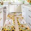 Likiyol Sunflower Kitchen Rugs Floral Kitchen Mats for Floor Butterfly Farmhouse Anti Fatigue Mats for Kitchen Floor, Non Slip Washable Kitchen Mat for Home, Sink, 18''x30''+18''x48''+18''x60''