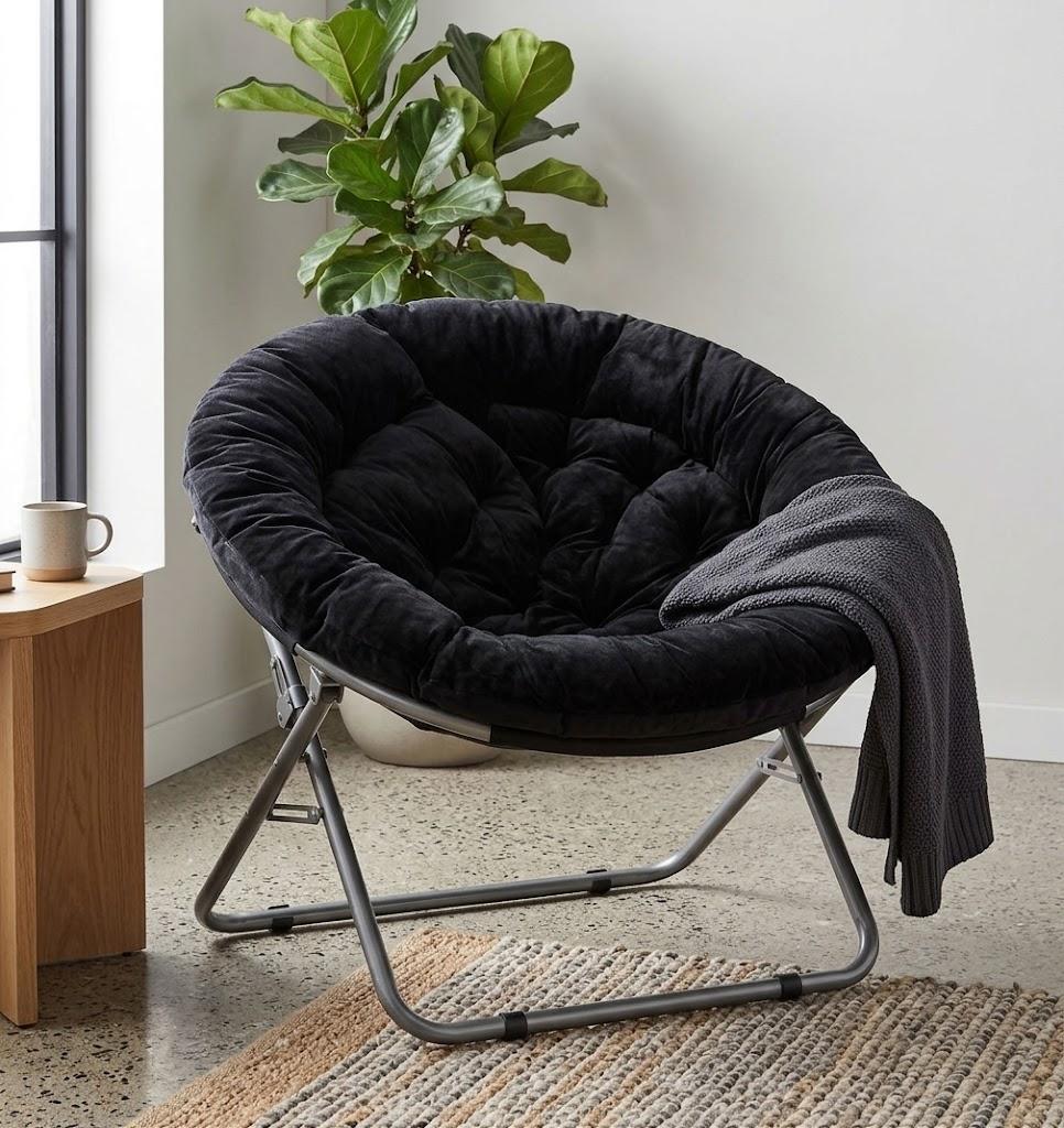 Urban Lifestyle Canvas Oversized Polycanvas Saucer Chair, Grey, 36.2 inches L x 36.2 inches W x 31.9 inches H