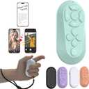 Bluetooth Remote Controller for TikTok Scrolling/Camera/Video Recording/Kindle App Compatible with iOS/Android (Eggshell Blue)