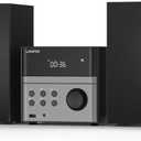 Compact Micro Hi-Fi Stereo System with CD Player, Bluetooth, FM Radio, USB Playback, Aux-Input & Earphone Output, 30W Stereo Sound, Remote Control