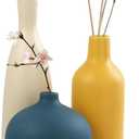 JINGIHE Ceramic Vase Set of 3, Small White Burnt Orange Blue Flower Vases, Modern Farmhouse Home Decor for Bud Pampas Grass Living Room End Coffee Table Centerpieces Mantel Christmas