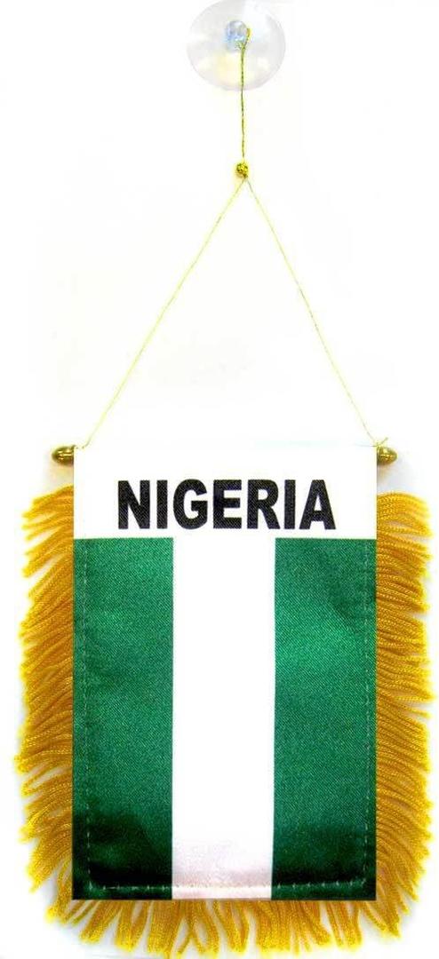 AZ FLAG Nigeria Mini Banner 6'' x 4'' - Nigerian Pennant 15 x 10 cm - Mini Banners 4x6 inch Suction Cup Hanger