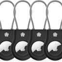 Air Tag Holder - (4 Pack) Air tag Lock Keychain with Wire Cable Compatible with Apple AirTag,Ultra Durable Anti-Lost Protective Case with Keyring for Luggage, Key, Backpack, Pet, Bag, Black