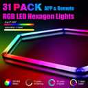 31Pack RGB Hexagon Lights,Music Sync 7Hex LED Hexagon Lights,RGB 358 Kinds of Changes Dimmable Speed-Adjustable DIY Color-Changing Lights Smart App & Remote Control,for Studio Gym Basement Decor