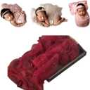 Coberllus Newborn Photography Props Boys Girls Wrap Blanket Baby Photo Shoot Floral Pearl Decorative Mesh Rug Layer Basket Filler (Red Wine)