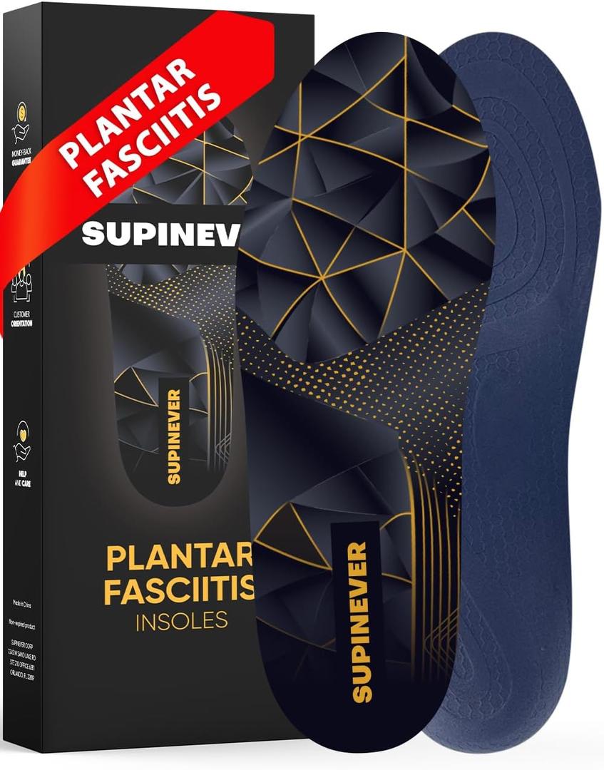 Plantar Fasciitis Insoles - High Arch Support Inserts Men Women - Flat Feet Orthotic Inserts - Work Boot Shoe Insoles - Running Shoe Sole (Black, M)