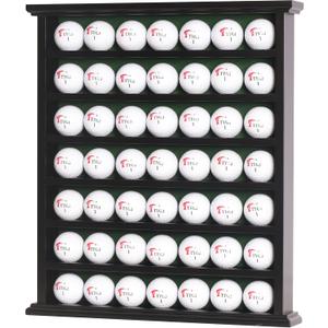 DisplayGifts Golf Gift 49-Golf Ball Display Case Cabinet Rack, No Door Open Rack Black Finish Frame