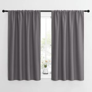 NICETOWN Grey Window Curtains for Bedroom - Home Decoration Thermal Insulated Rod Pocket Blackout Blinds & Drapes for Small Windows (Gray, 2 Panels, W42 x L54 -Inch)