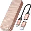 AJM20C USB 3.2 Gen 2x2 Aluminum M.2 NVMe SSD Enclosure - 20Gbps Speed, UASP Trim Supported, Up to 4TB Capacity, Fits NVMe M-Key, Sizes 2230/2242/2260/2280 - Rose Gold Color