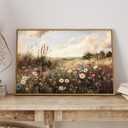 HUARCEY Vintage 16"x24" Framed Wildflower Canvas Wall Art, Rustic Nature Botanical Floral Landscape Meadow Print Large Painting, Flowering Homeland Living Room Bedroom Farmhouse Artwork Wall Decor