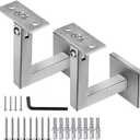 2 x 304 Stainless Adjustable Handrail Brackets, Heavy Duty Wall Square Brackets for Stair Handrail Flat Balusters with Base Cover 2pcs