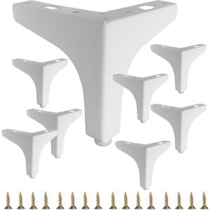 8 Pack 4" White Metal Furniture Legs, 1.4mm Thickness Metal Cabinet Feet, White, 4 inch (1.4 thick-8pcs), 8