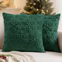 MIULEE Christmas Reindeer and Snowflakes Pillow Covers 18x18 Inch Dark Green Throw Pillows Set of 1 Decorative Festival Soft Fluffy Winter Pillow Covers for Home Decors Couch Sofa Livingroom Bed