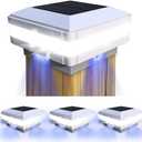 FVTLED Solar Outdoor Post Cap Lights, Solar Post Light Fits 4x4 5x5 6x6 Wooden Posts, IP65 Waterproof High Brightness 52 LEDs Lighting for Fence Deck Patio Garden Decoration (White, 4 Pack)