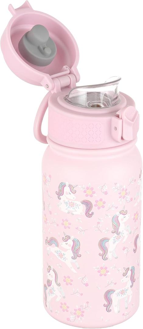 GOPPUS 12oz Kids Water Bottle BPA-Free, Leak-Proof, Insulated Stainless Steel Sweat-Proof, Reusable for School, Sports, and Outdoor Activities