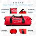 Maloo Waterproof Dry Duffel, Heavy-Duty Roll Top Waterproof Gear Bag with Shoulder Strap & Molle Loops, Marine Duffel for Kayaking, Boating, Camping, Beach & Travel, Red, 100L