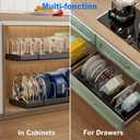 Mustorn 2 Pack Pots and Pans Organizer under Cabinet, 22" Expandable Food Storage Container Lid Organizer with 9 Adjustable Stainless Steel Dividers, ABS Base, Countertop Rack, Black