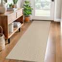 EARTHALL Washable Runner Rug 2x6 Ft Non Slip Runners for Hallways Cotton Rubber Backed Kitchen Runner Braided Indoor Floor Carpet Runners for Entryway, Hallway, Kitchen, Bedroom, Send/Beige