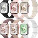 6 Pack Sport Bands Compatible with Apple Watch Band 38mm 40mm 41mm 42mm 44mm 45mm 49mm 46mm,Silicone Waterproof Strap for iWatch Apple Watch Series 11 10 9 Ultra 8 7 6 5 4 3 2 1 SE Women Men (Starlight/Pink Sand/Milk Tea/White/Smoke Violet/Black)
