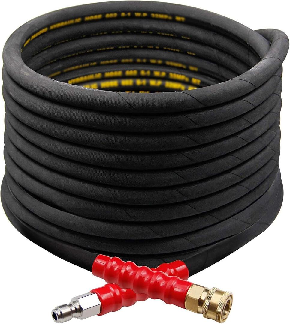 Twinkle Star 50FT Pressure Washer Hose with 3/8 Inch Quick Connect, High Tensile Wire Braided Power Washer Hose, 5,800 PSI