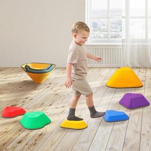 MOCUTEEN Stepping Stones for Kids 6pcs – Non-Slip Plastic Balance Stepping Pods, Nature-Themed Toddler Balance Toys for Indoor/Outdoor Play, Ages 3+ Years