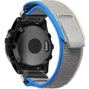 Compatible With Garmin, Trail Loop Nylon Sport Band For fnix/Forerunner/Approach/MARQ/quatix/D2 Series Tough Replacement Band For Men (22mm, Gray)