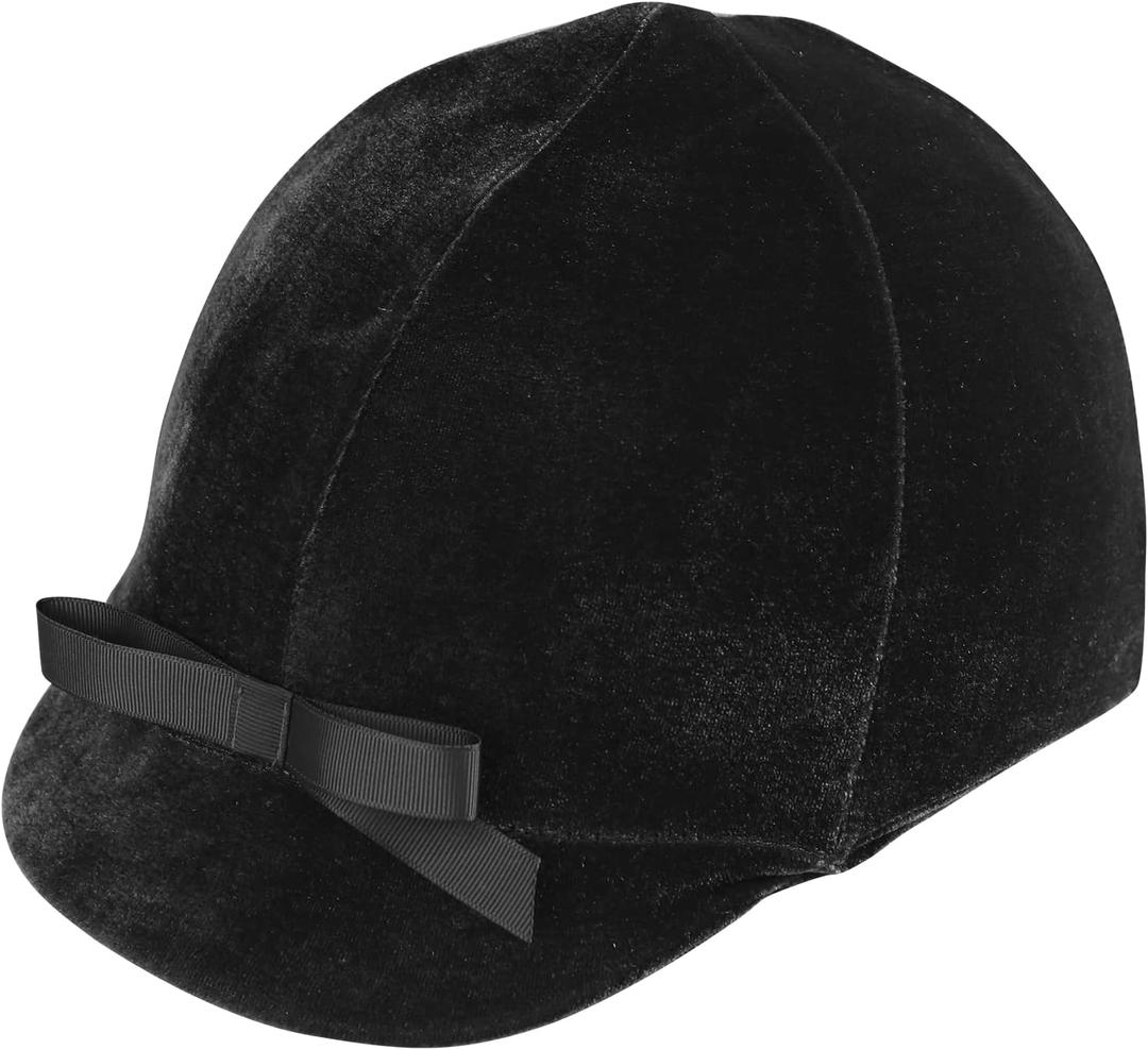 Harrison Howard Velvet Equestrian Helmet Cover with Bow Helmet Cover Only, NOT a Helmet