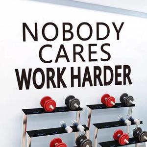 3 x SEATUNE Gym Wall Stickers - Inspirational Quotes Motivational Office Wall Decals - Bedroom Home Gym Yoga Garage Vinyl Art Wall Decor - Nobody Cares Work Harder 21"X11" (Small, Black)