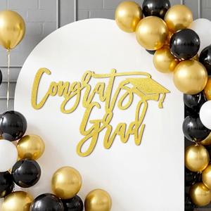 2026 Graduation Decorations Congrats Grad Wood Sign for Class of 2026 Graduation Party Backdrop Decorations Cutout Graduations Photo Booth Prop for School Celebration Sign Wall Decor(Gold)