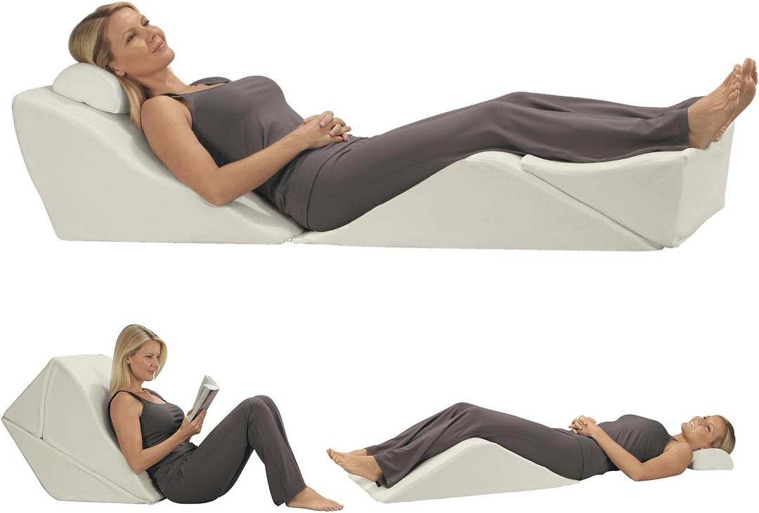 Contour BackMax Bed Wedge Lumbar Support System - Multi-Positional Back, Leg & Knee Elevation Pillows for Sleep & Recovery with Orthopedic Zero Gravity Weightless Comfort - Bonus Half Roll Neck Pillow (20 Inch, Backmax Only)